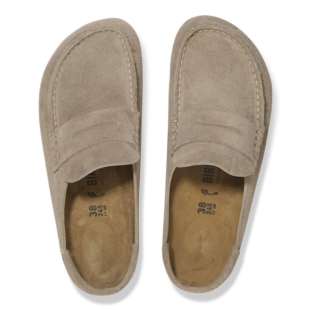 Zoccolo Birkenstock Naples Wrapped in pelle scamosciata Taupe – vista dall'alto