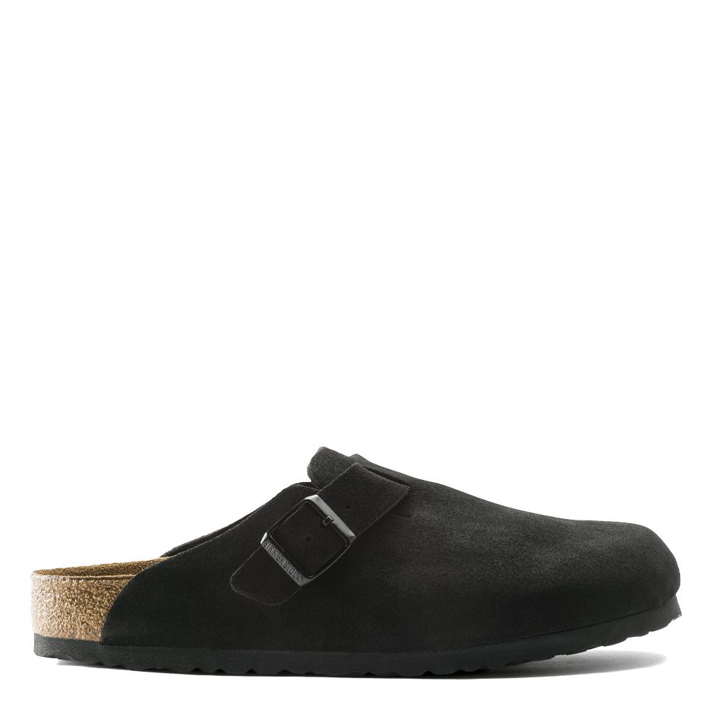 Zoccolo Birkenstock Boston Soft Footbed in pelle scamosciata Black – vista laterale