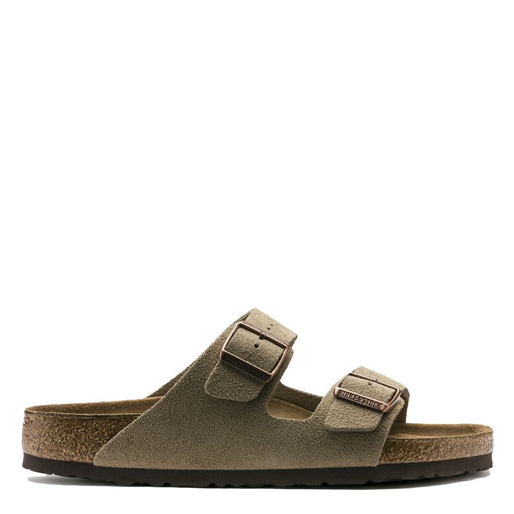 Sandalo Birkenstock Arizona Soft Footbed in pelle scamosciata Taupe