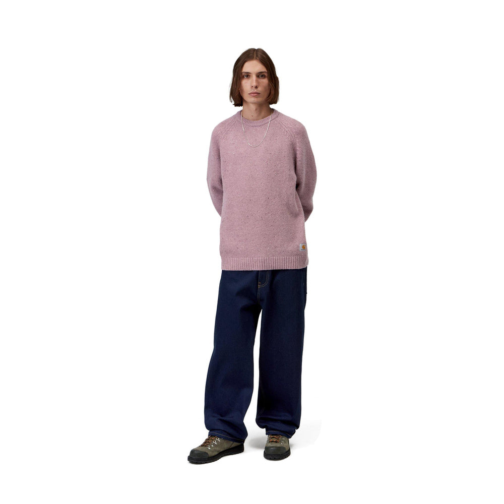 Maglione Carhartt WIP Anglistic Sweater Speckled Hortensia – indossato figura intera