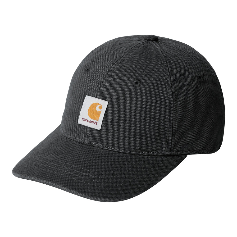Cappellino Carhartt WIP Canvas Cap Black Stone Washed – vista di tre quarti