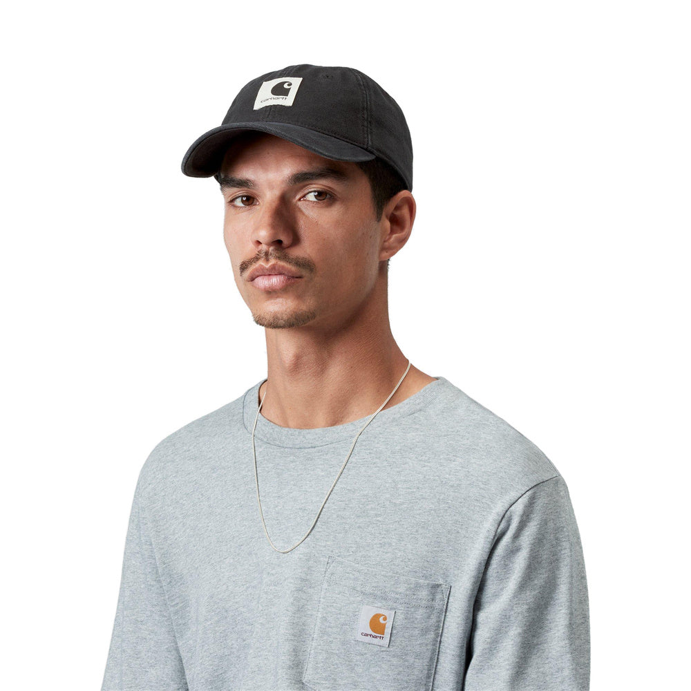 Cappellino Carhartt WIP Canvas Cap Black Stone Washed – indossato