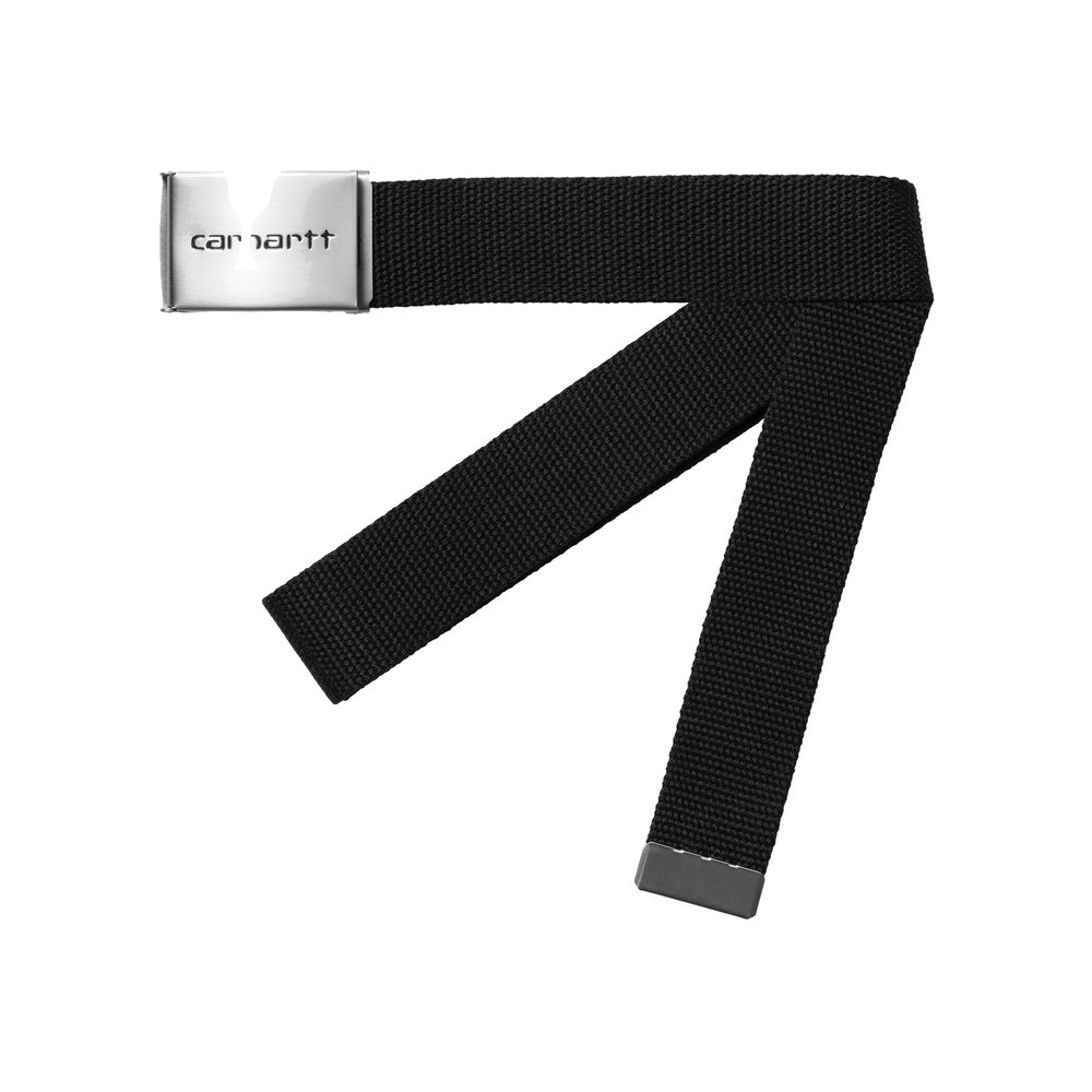 Cintura Carhartt WIP Clip Belt Chrome Black – vista frontale