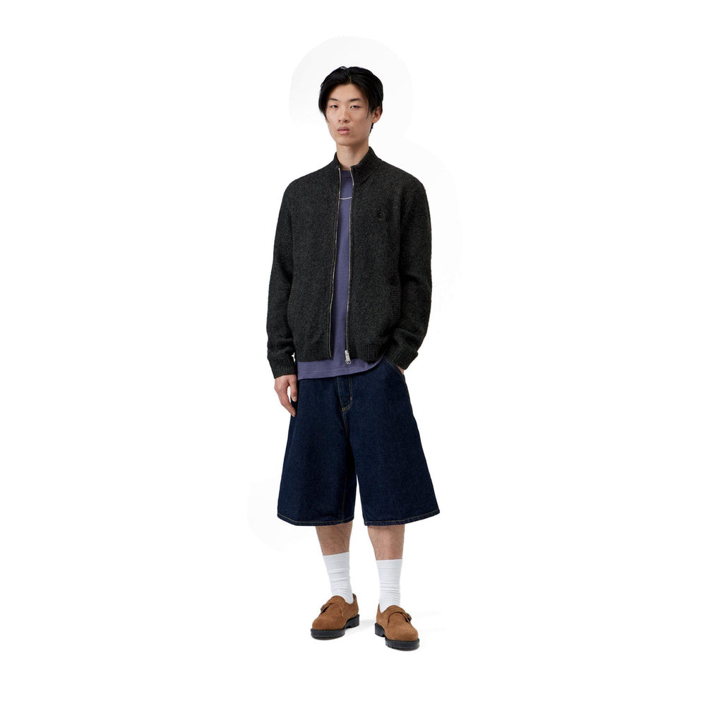 Cardigan Carhartt WIP Curtis Sweater Jacket Tangled Black – indossato figura intera