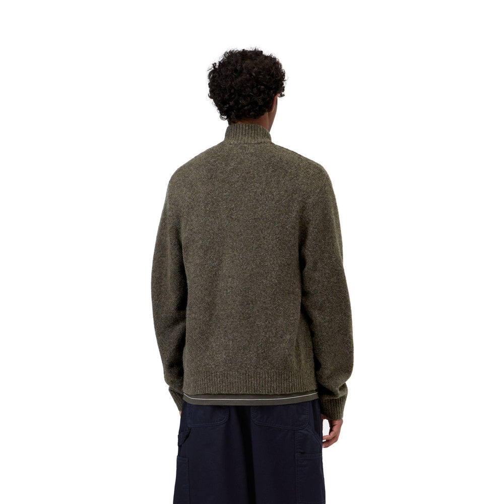 Cardigan Carhartt WIP Curtis Sweater Jacket Tangled Shungite – indossato vista posteriore