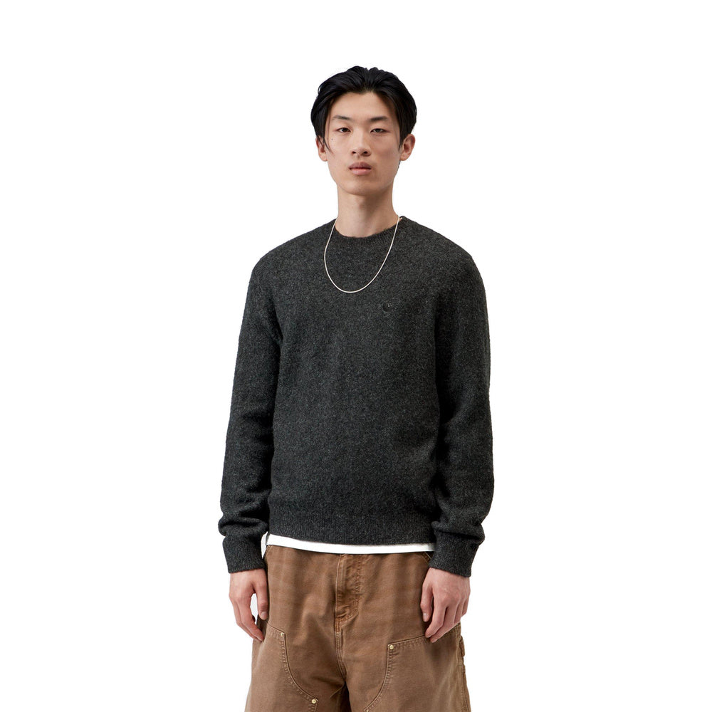 Maglione Carhartt WIP Curtis Sweater Tangled Black – indossato vista frontale