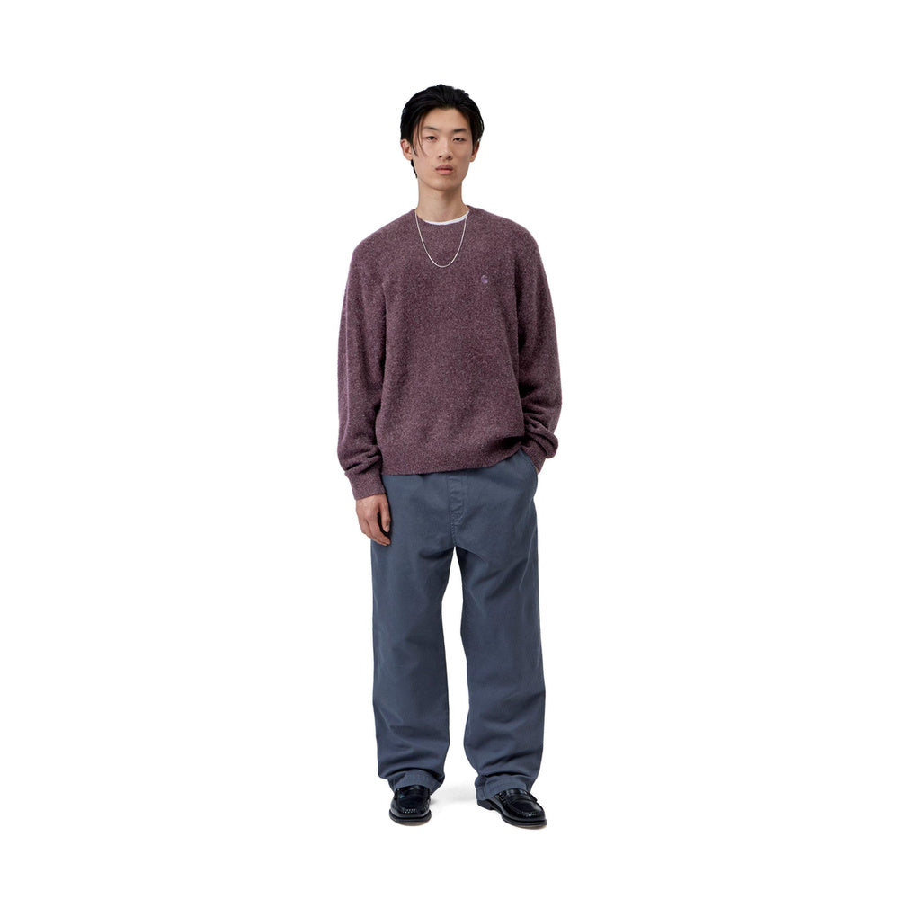 Maglione Carhartt WIP Curtis Sweater Tangled Shady Purple – indossato figura intera