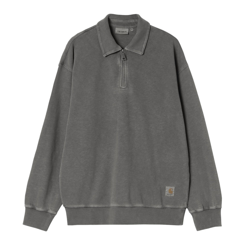 Polo Carhartt WIP Half Zip Harper Polo Black Garment Dyed – vista frontale