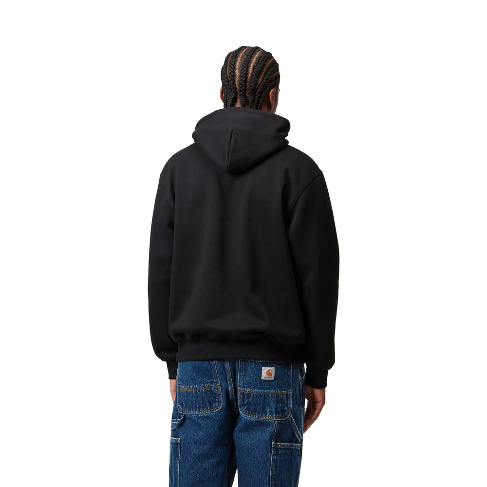 Felpa con cappuccio Carhartt WIP Hooded Carhartt Sweatshirt Black / White – indossata, vista posteriore