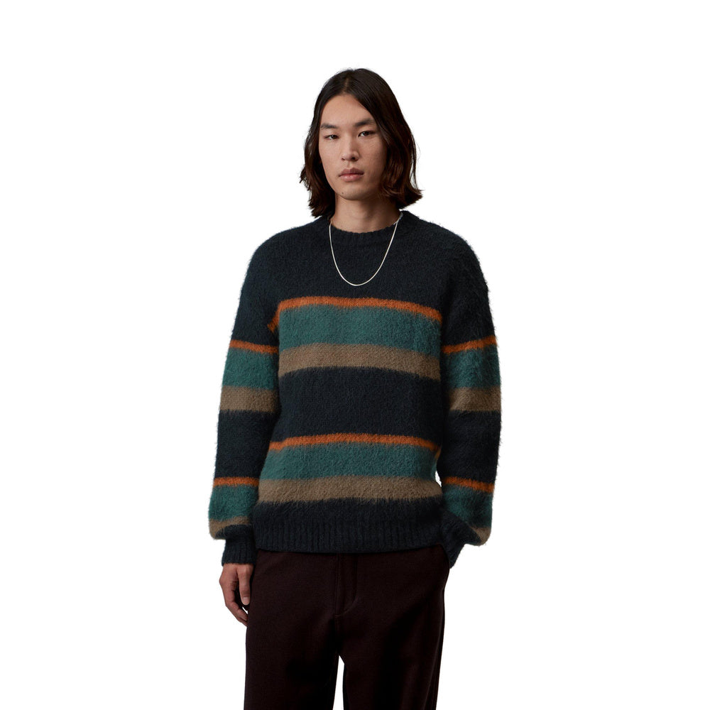Maglione Carhartt WIP Merton Sweater Sundling Stripes / Dark Scarab – indossato vista frontale