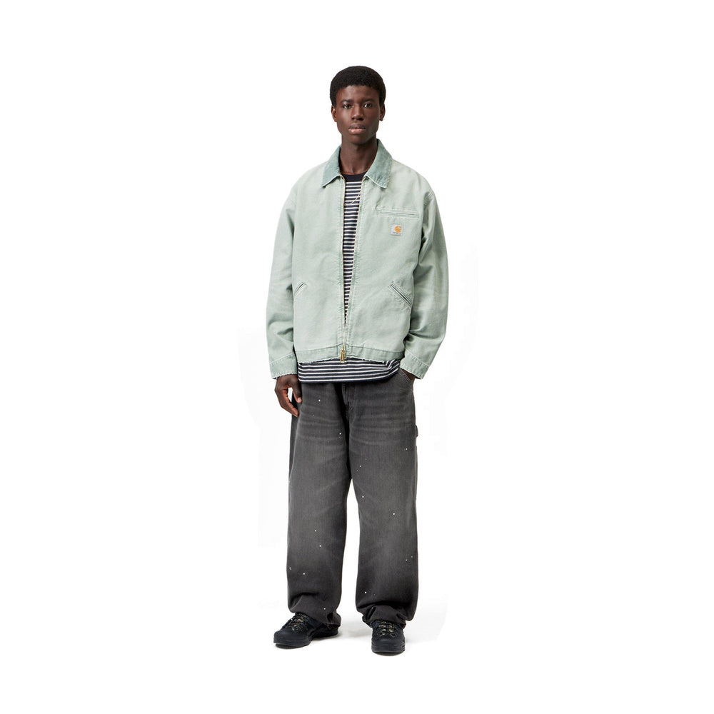 Pantaloni da lavoro Carhartt WIP OG Single Knee Pant Black Destroy Wash Splatter – indossati figura intera