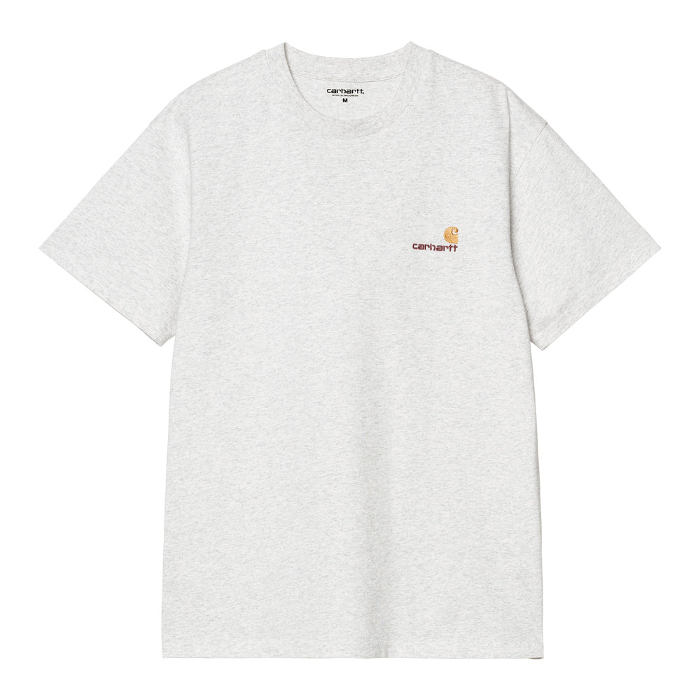 T-shirt Carhartt WIP S/S American Script T-Shirt Ash Heather – vista frontale