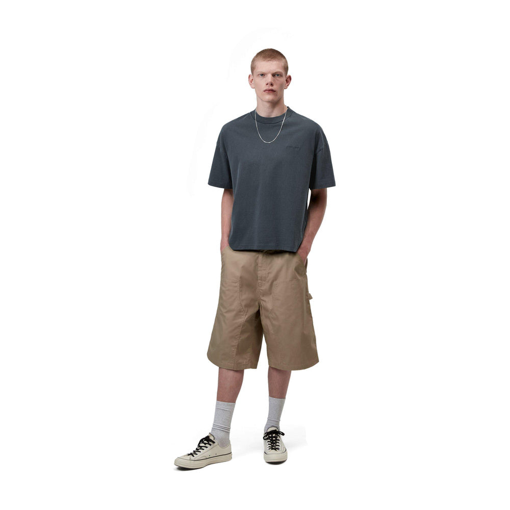 T-shirt Carhartt WIP S/S Benton T-Shirt Carbon Garment Dyed – indossata figura intera