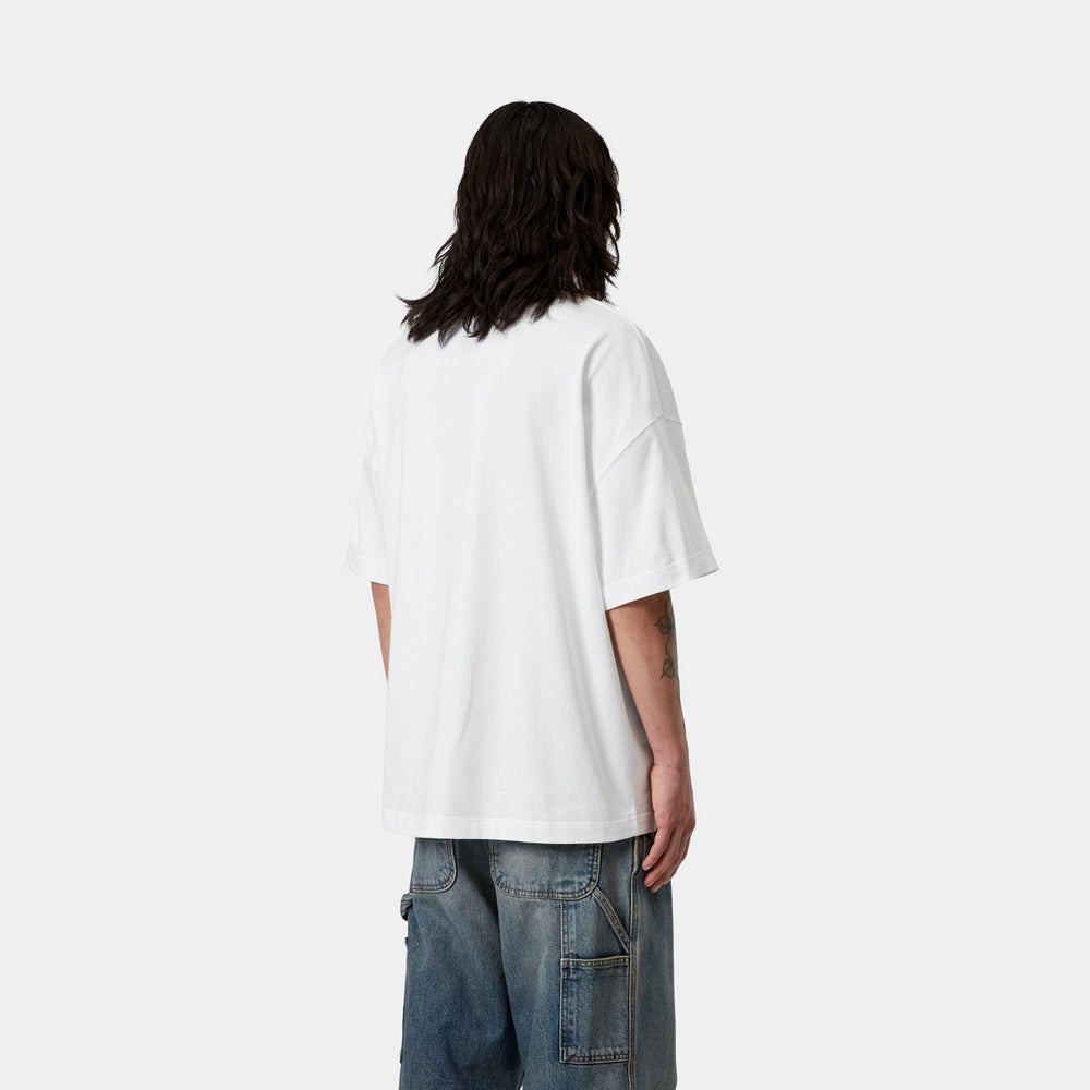 T-shirt Carhartt WIP S/S Link Script T-Shirt White / Black – indossata vista posteriore