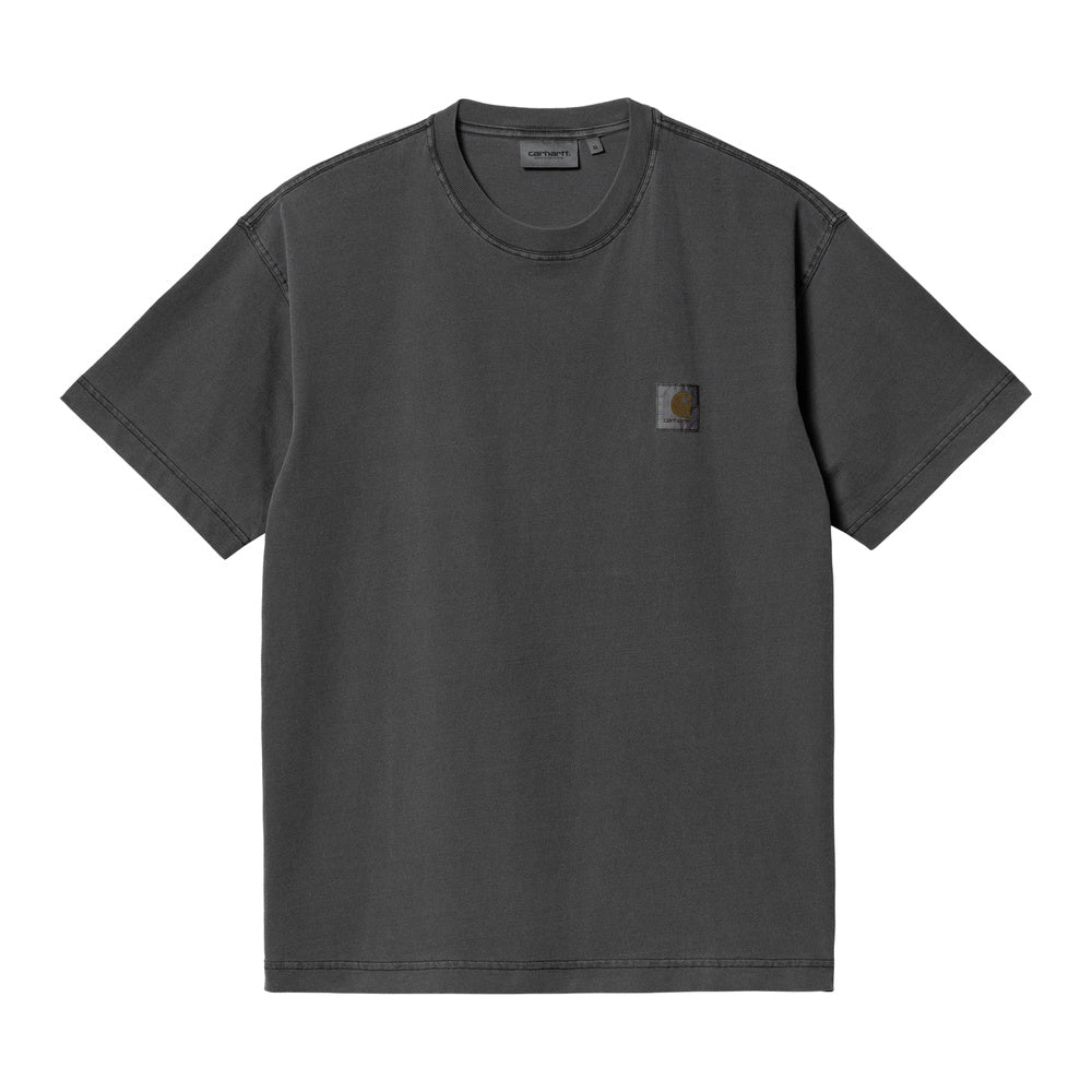 T-shirt Carhartt WIP S/S Nelson T-Shirt Black Garment Dyed – vista frontale