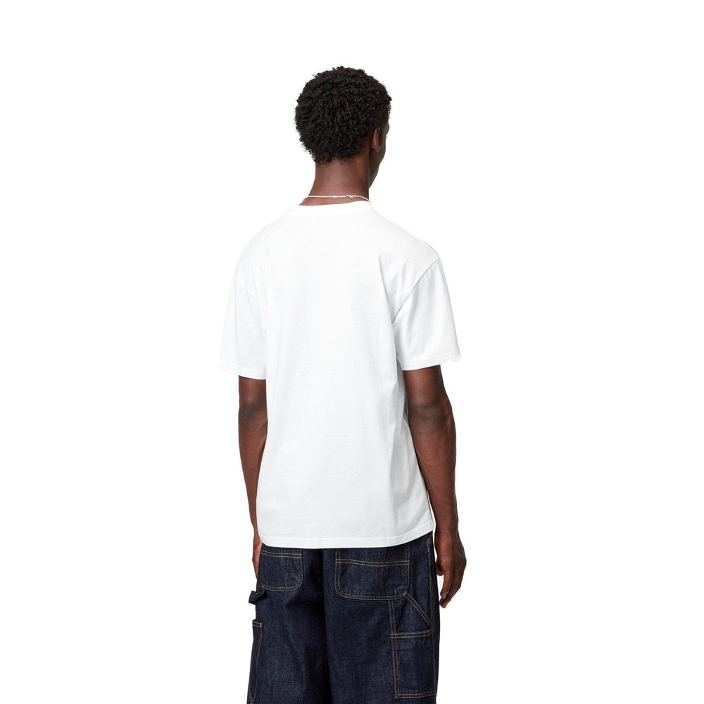 T-shirt Carhartt WIP S/S Pocket Heart T-Shirt White / Red – indossata vista posteriore
