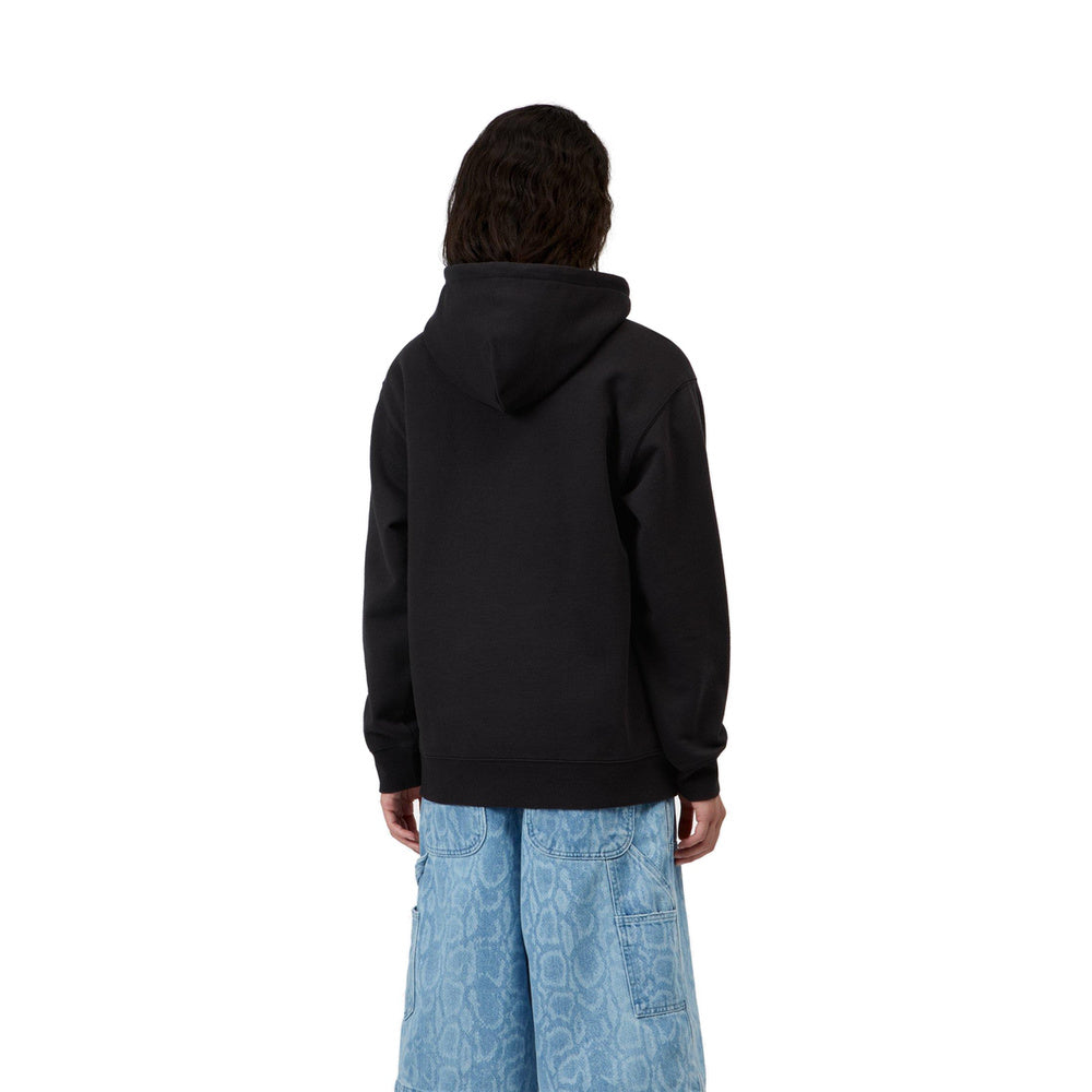 Felpa con cappuccio Carhartt WIP W' Hooded Carhartt Sweatshirt Black / Hortensia – indossata vista posteriore