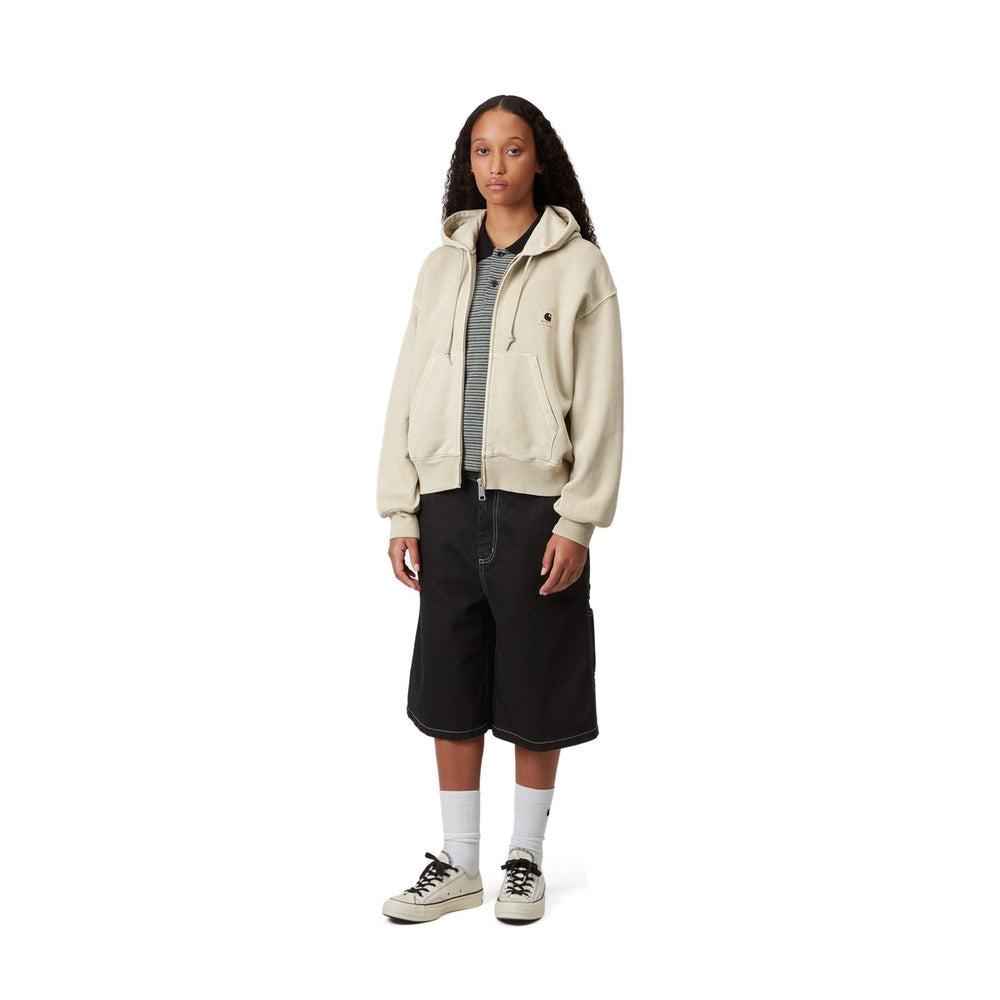 Felpa con cappuccio Carhartt WIP W' Hooded Nelson Jacket Stone Garment Dyed – indossata figura intera