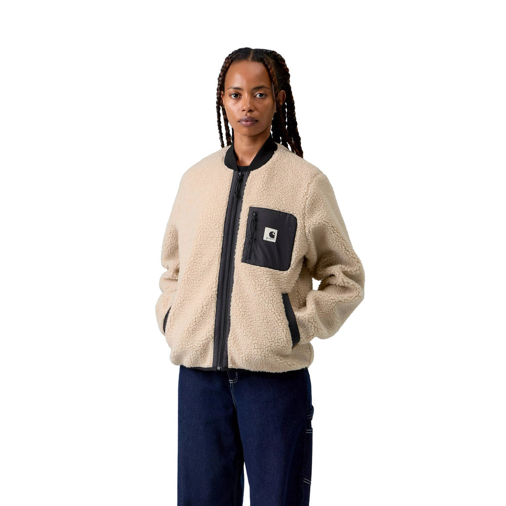 Giacca Carhartt WIP Women's Janet Liner Fleur De Sel / Black – indossata vista di tre quarti