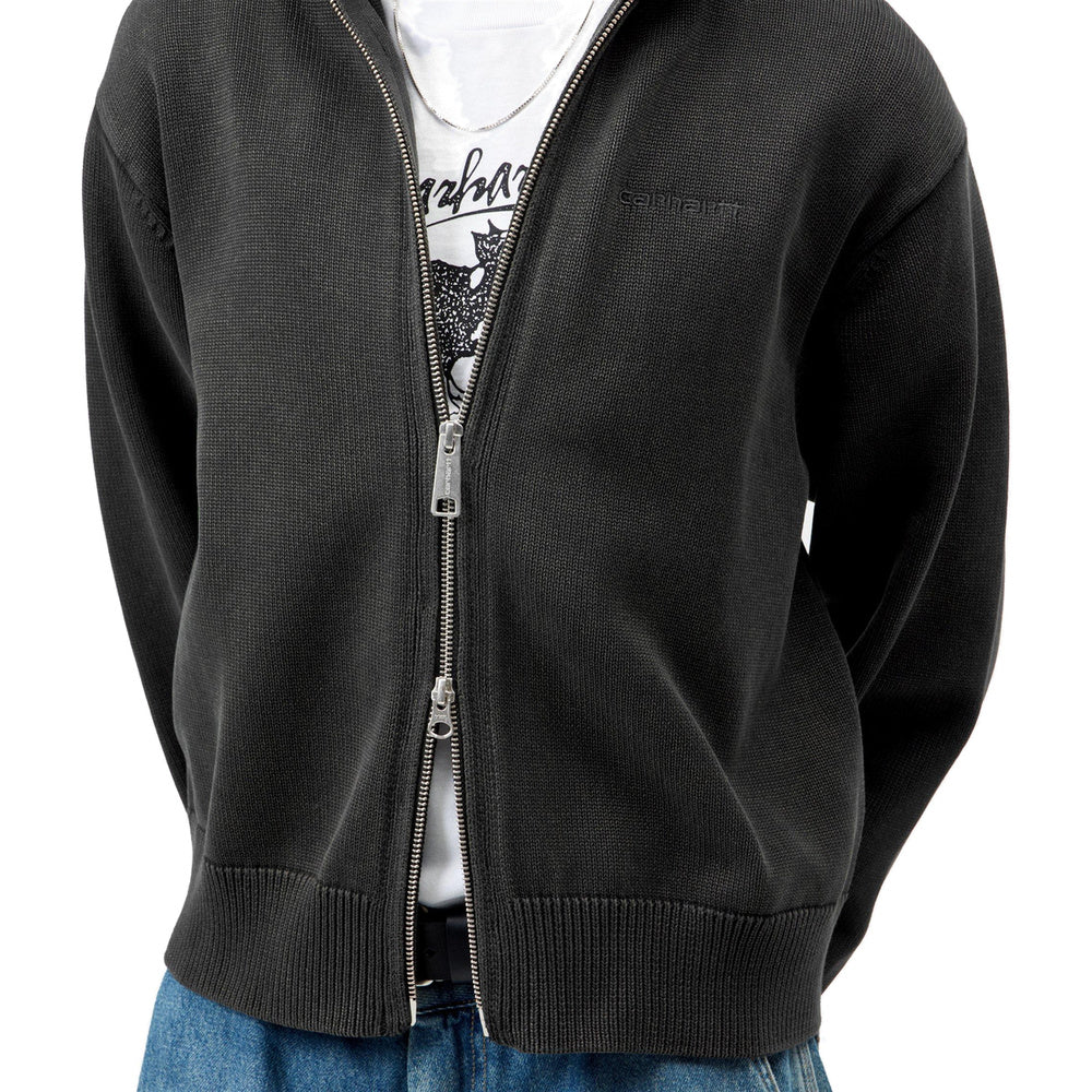 Cardigan Carhartt WIP W' Kori Sweater Jacket Black Garment Dyed – dettaglio indossato