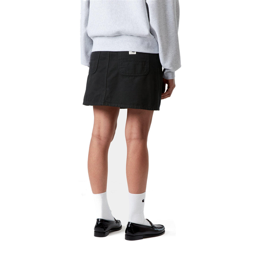 Gonna Carhartt WIP W' Maeve Double Knee Skirt Black Stone Washed – indossata vista posteriore
