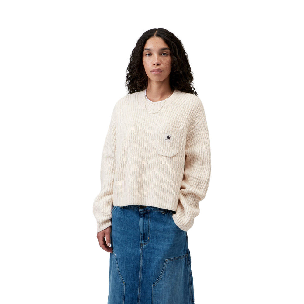 Maglione Carhartt WIP W' Mira Sweater Natural – indossato vista frontale