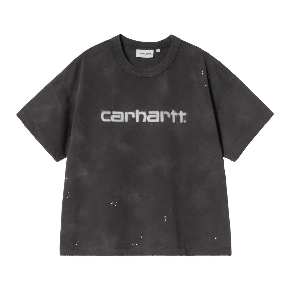 T-shirt Carhartt WIP W' S/S Painter T-Shirt Black Destroy Wash Splatter – vista frontale