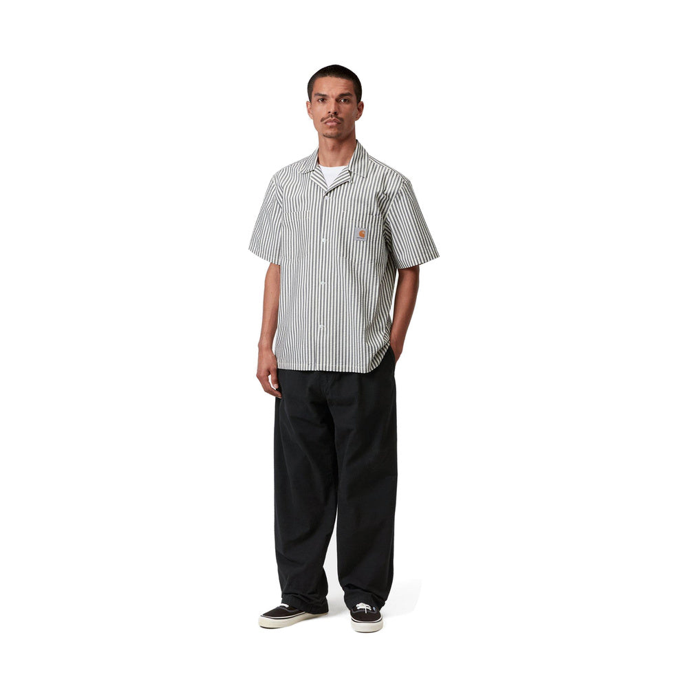 Pantaloni Carhartt WIP Walton Pant Black Garment Dyed – indossati figura intera