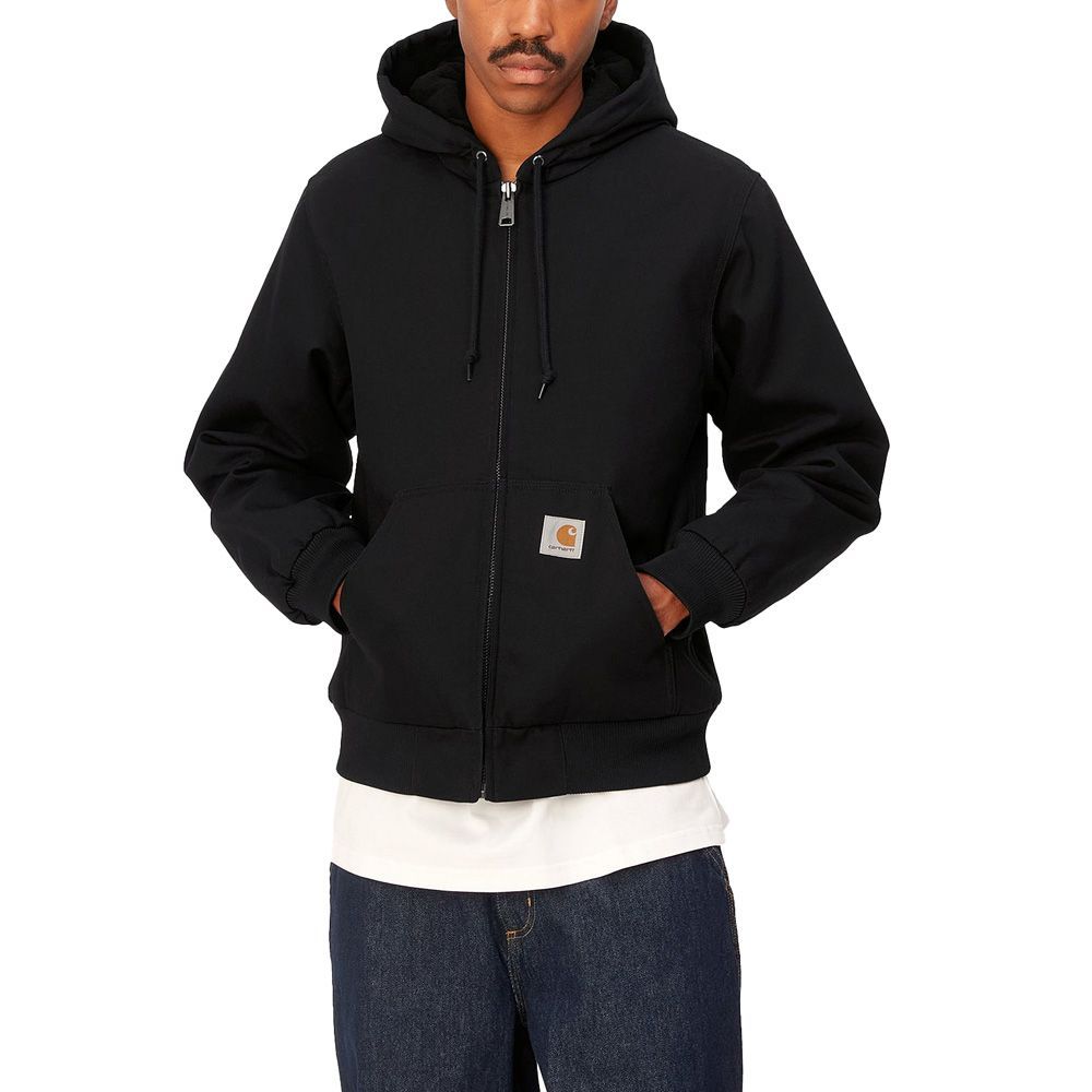 Giacca Carhartt WIP Active Jacket (Winter) Black Rigid – indossata vista frontale