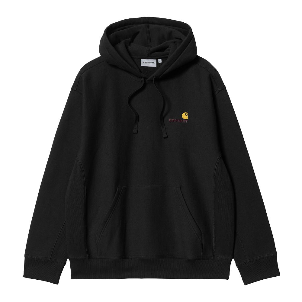 Felpa con cappuccio Carhartt WIP Hooded American Script Sweatshirt Black – vista frontale