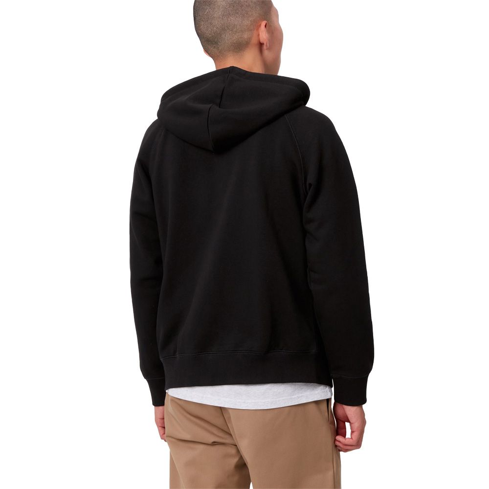 Felpa con cappuccio Carhartt WIP Hooded Chase Jacket Black / Gold – indossata vista posteriore