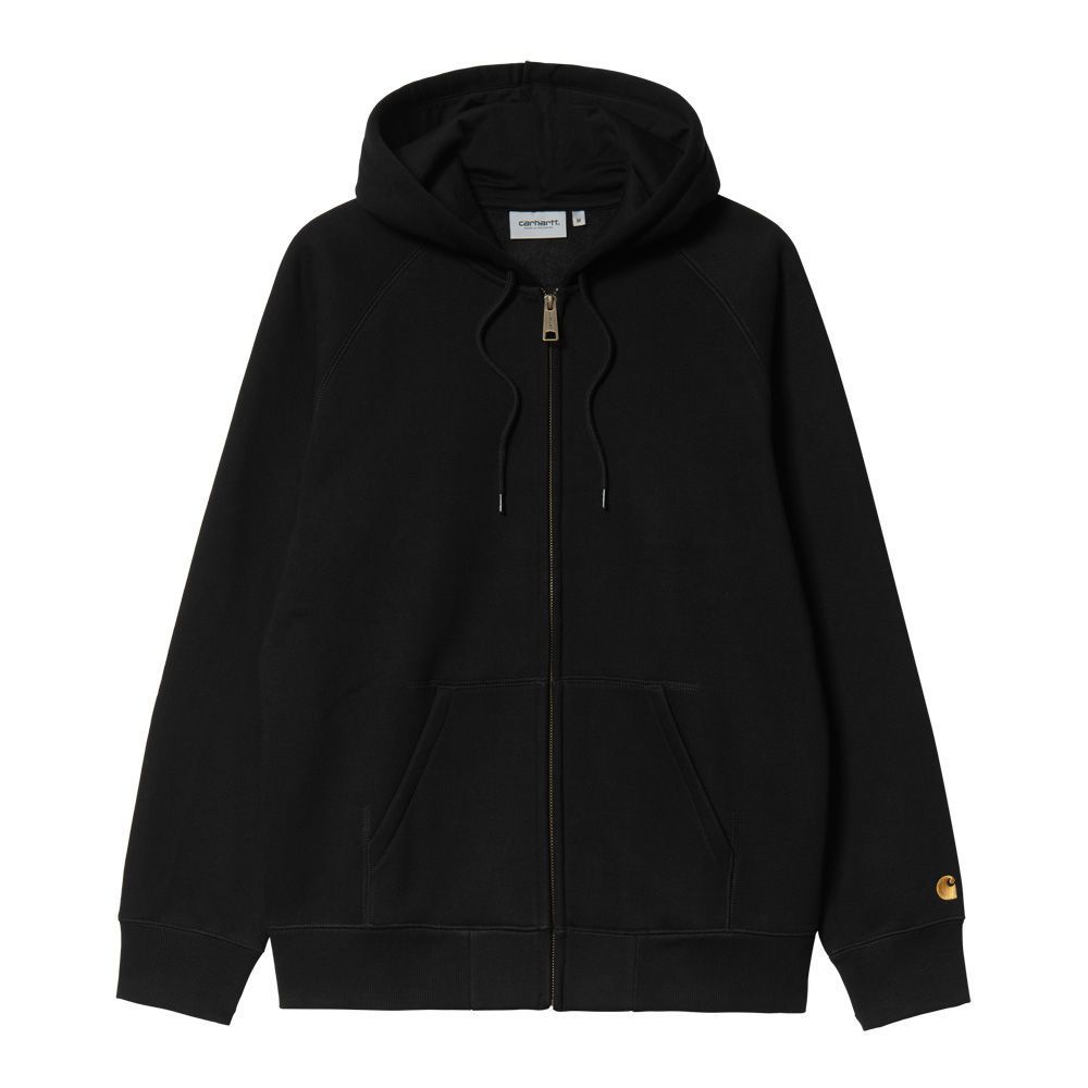Felpa con cappuccio Carhartt WIP Hooded Chase Jacket Black / Gold – vista frontale