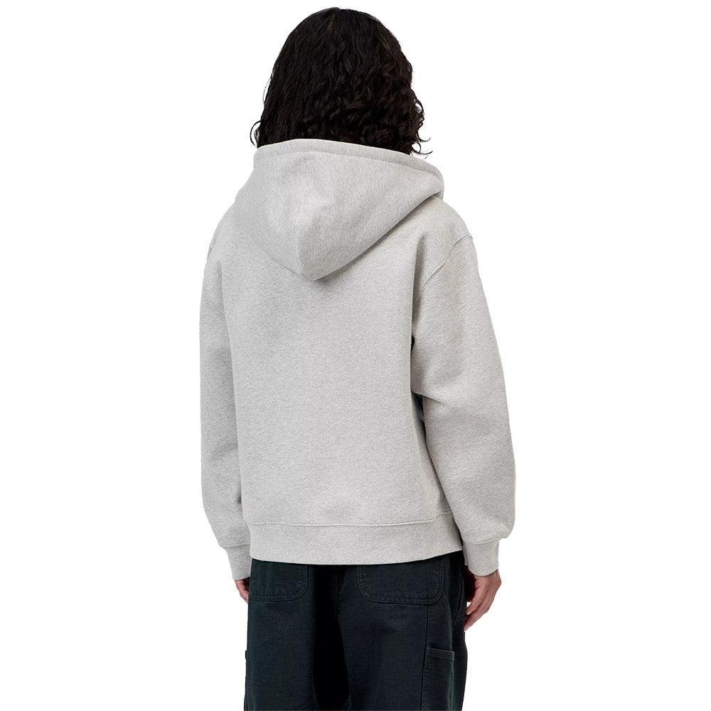 Felpa con cappuccio Carhartt WIP Women's Hooded Small Heart Patch Jacket Grey Heather / Black – indossata vista posteriore