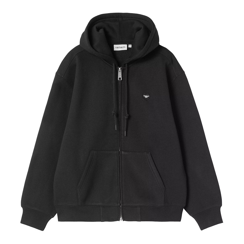 Felpa con cappuccio Carhartt WIP Women's Hooded Small Heart Patch Jacket Black / Black – vista frontale