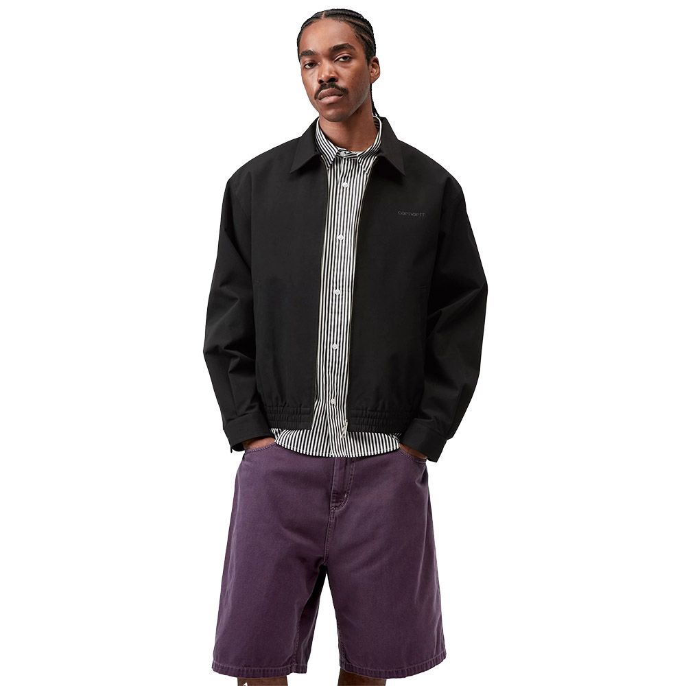 Giacca Carhartt WIP Neven Jacket Black / Graphite – indossata vista frontale