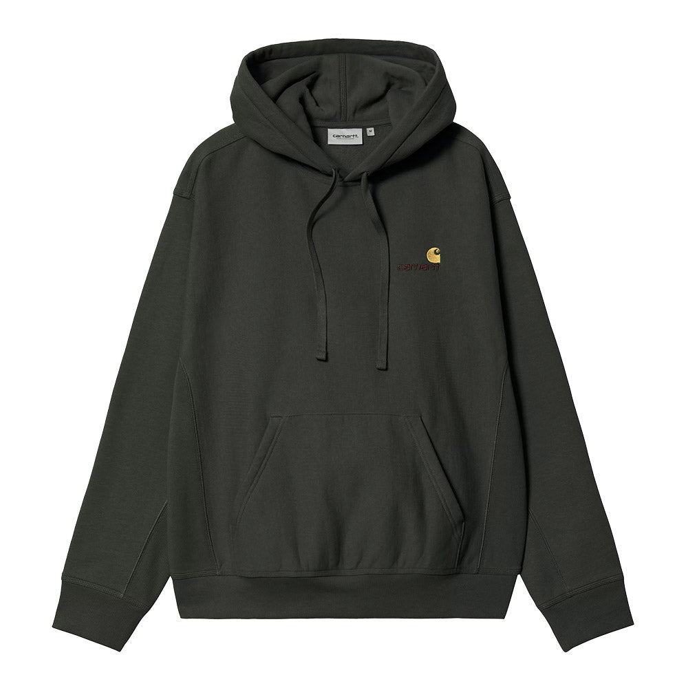 Felpa con cappuccio Carhartt WIP Hooded American Script Sweatshirt Raven – vista frontale