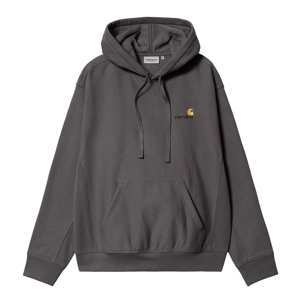 Felpa con cappuccio Carhartt WIP Hooded American Script Sweatshirt Graphite – vista frontale