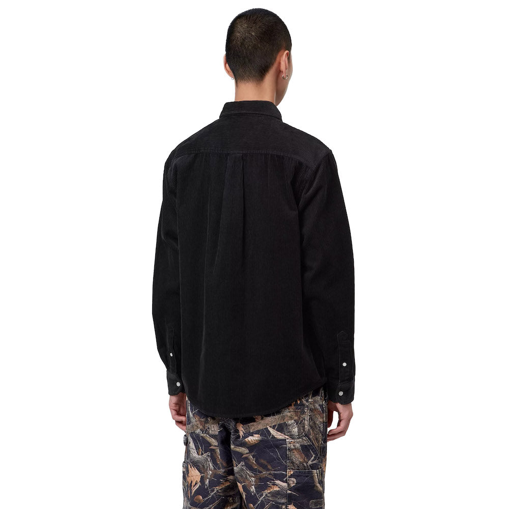 Camicia Carhartt WIP L/S Madison Cord Shirt Soot – indossata vista posteriore
