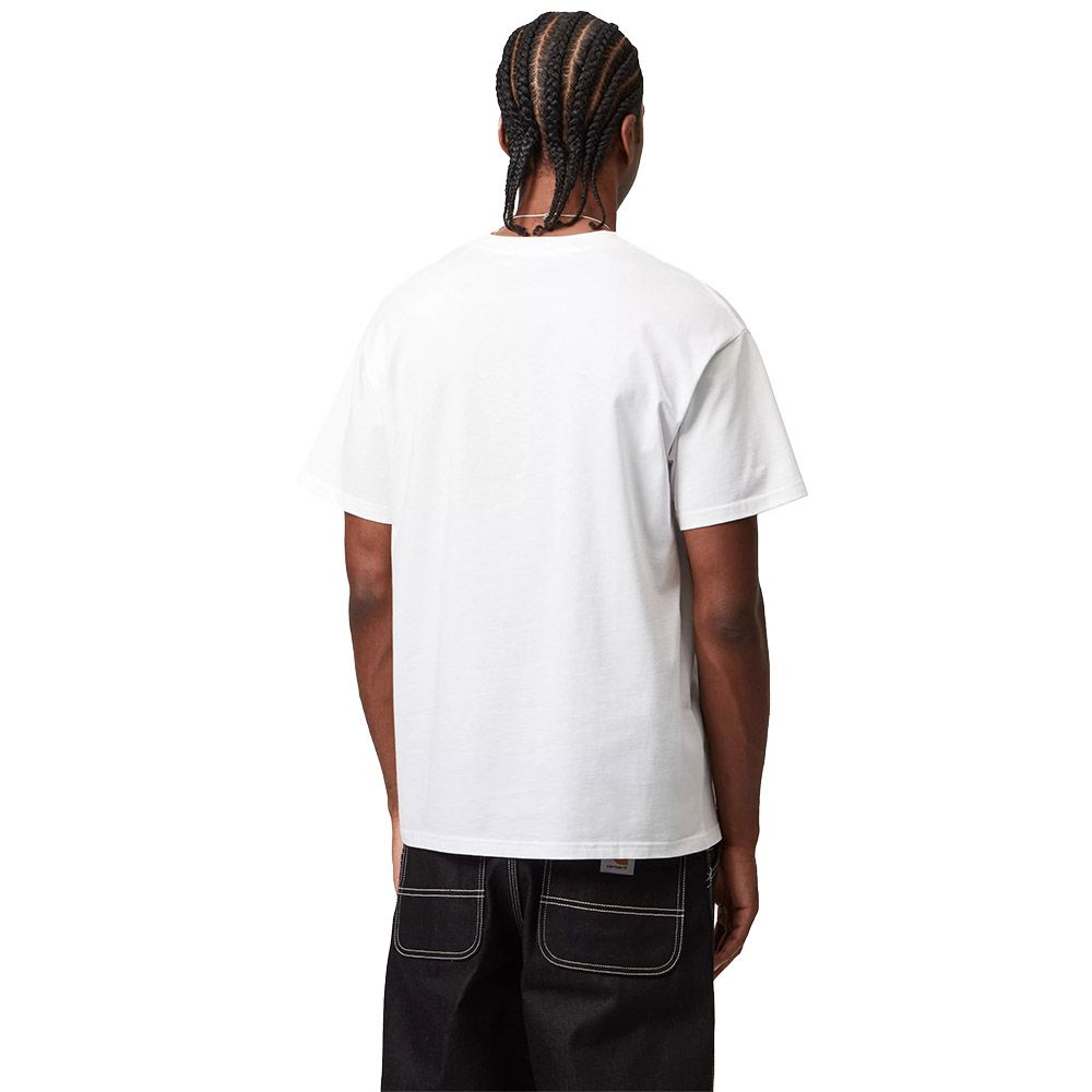 T-shirt Carhartt WIP S/S Script Embroidery T-Shirt White / Black – indossata vista posteriore
