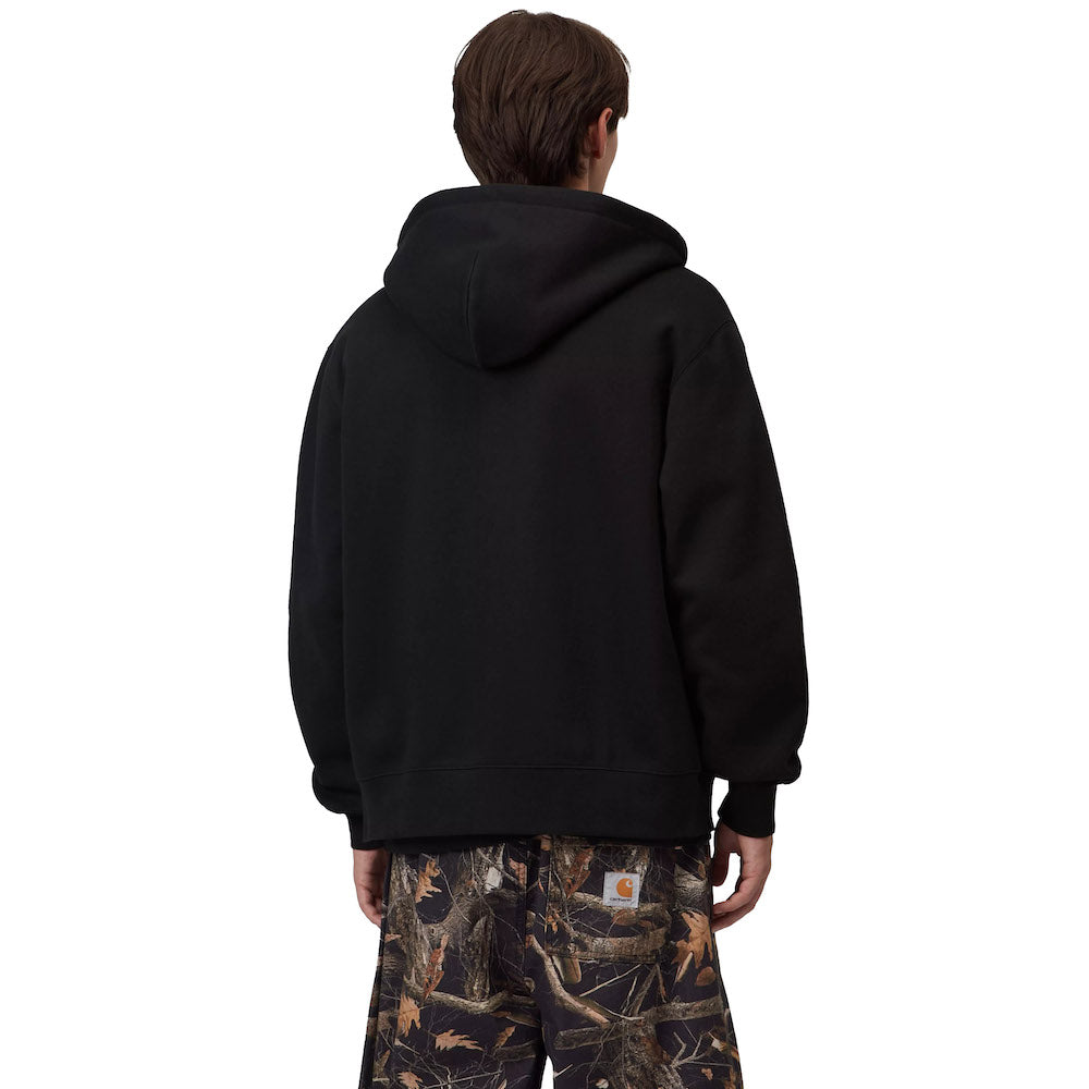Felpa con cappuccio Carhartt WIP Hooded Mack Sweat Jacket Black – indossata vista posteriore