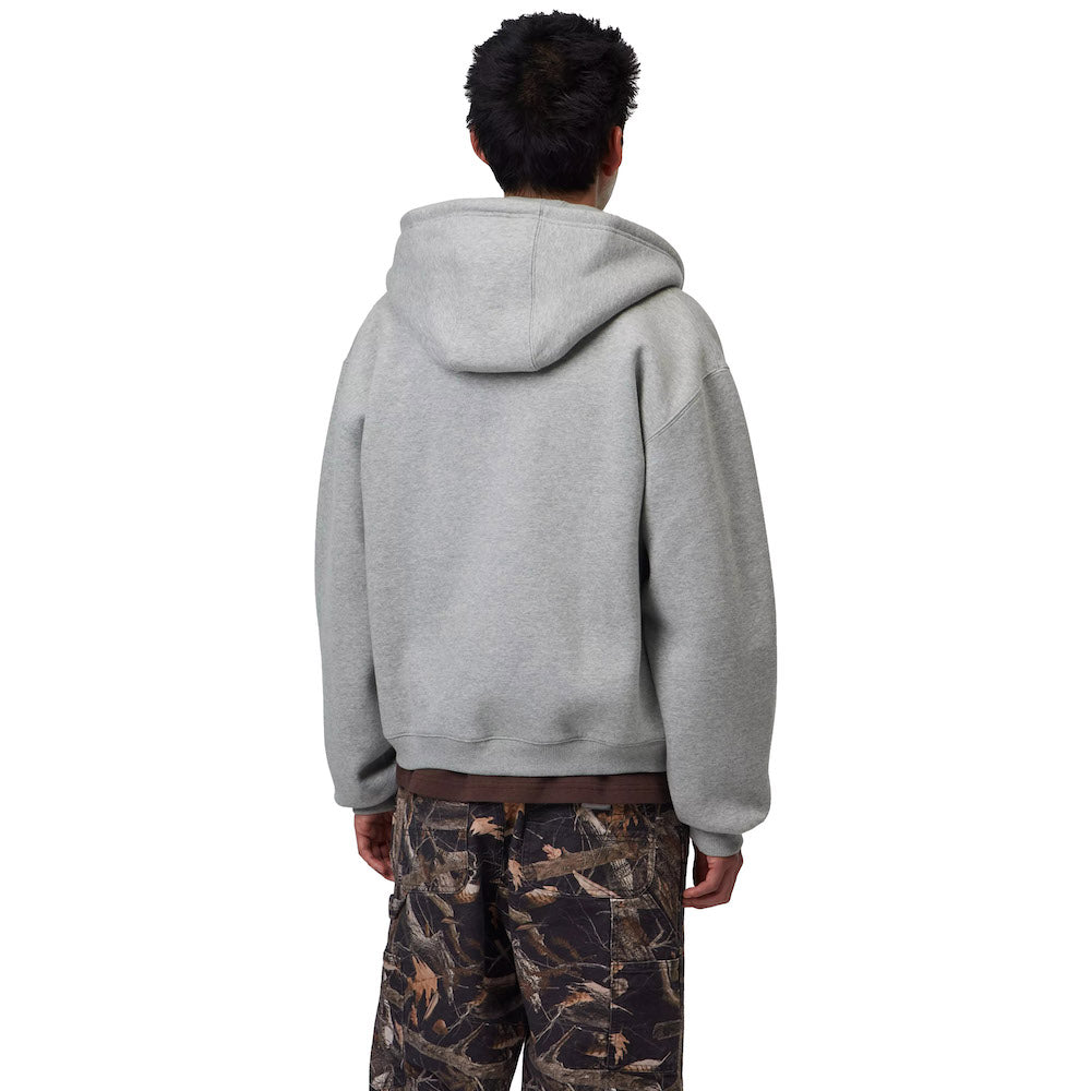 Felpa con cappuccio Carhartt WIP Hooded Ebbert Jacket Grey Heather / White – indossata vista posteriore