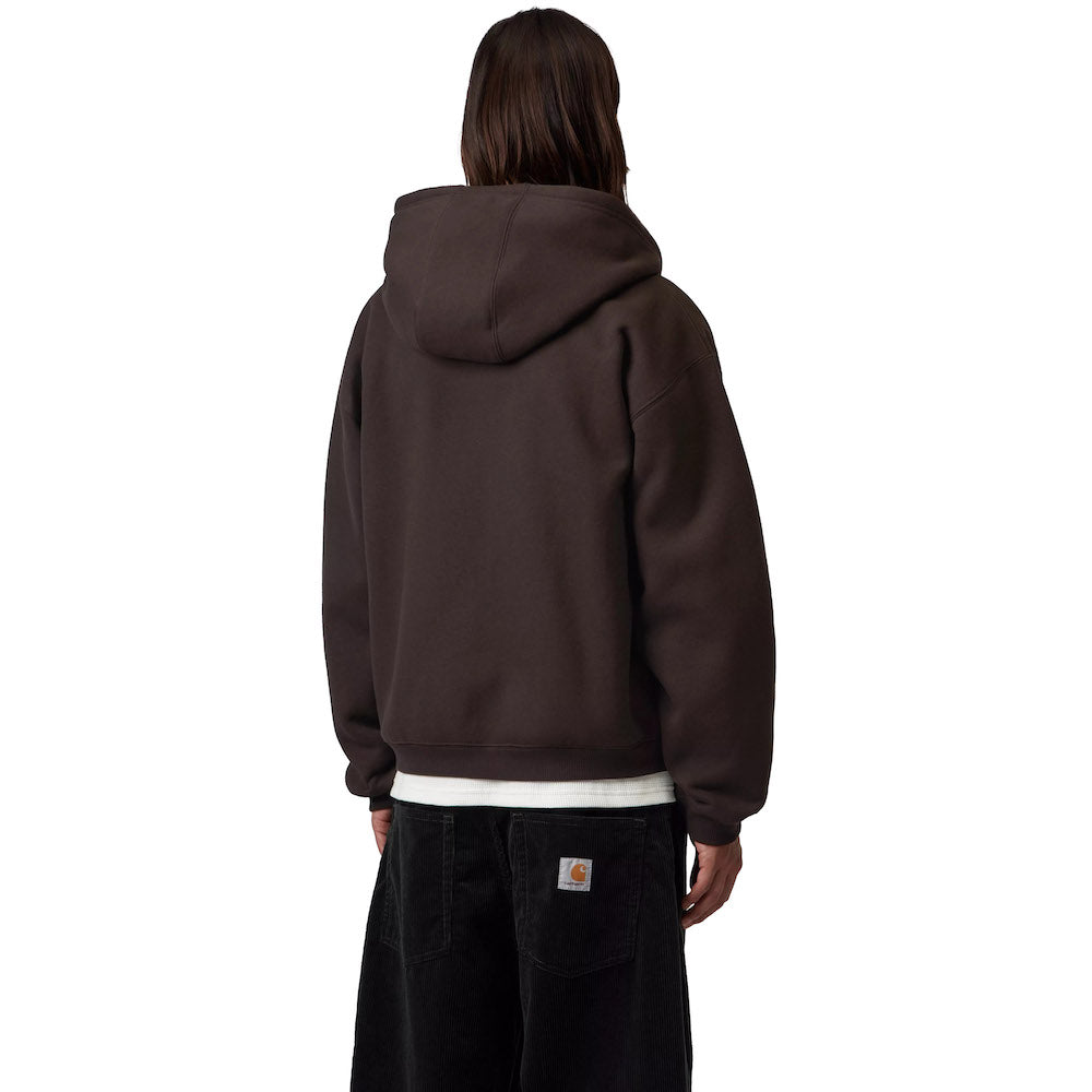 Felpa con cappuccio Carhartt WIP Hooded Ebbert Jacket Tobacco – indossata vista posteriore
