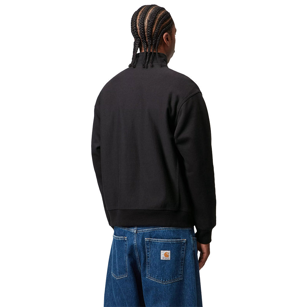 Felpa Carhartt WIP Half Zip American Script Sweatshirt Black – indossata vista posteriore