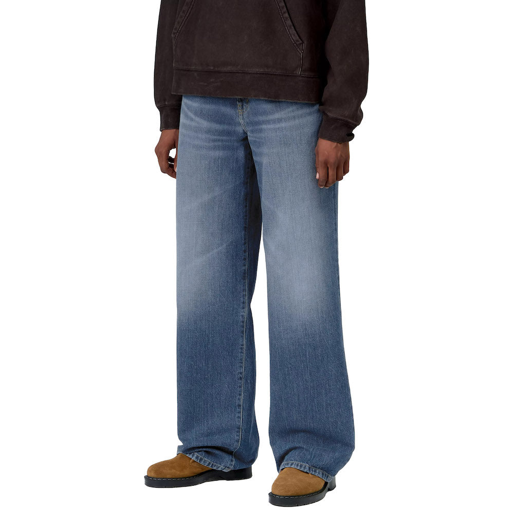 Jeans Carhartt WIP Women's Lavine Pant Blue / Marble Used Wash – indossati vista di tre quarti