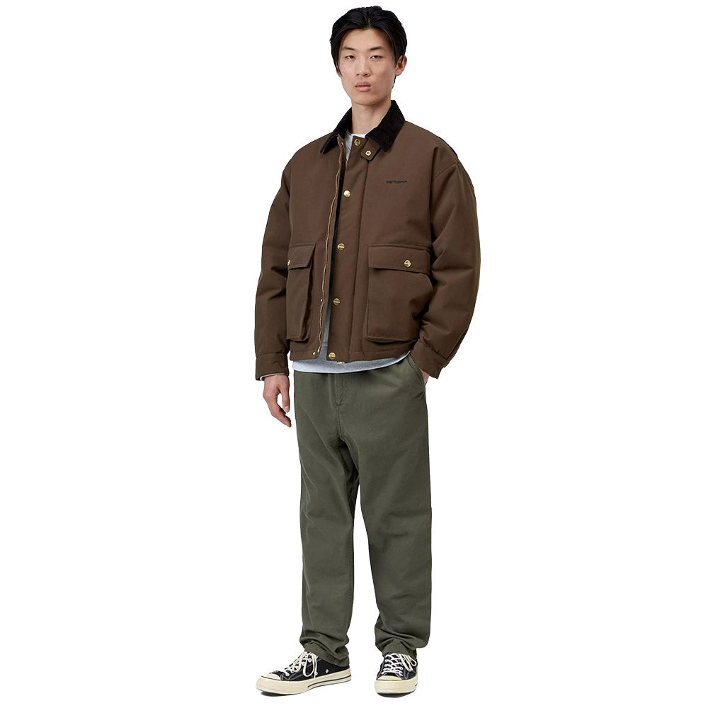 Giacca Carhartt WIP Quentin Jacket Tobacco / Black – indossata figura intera