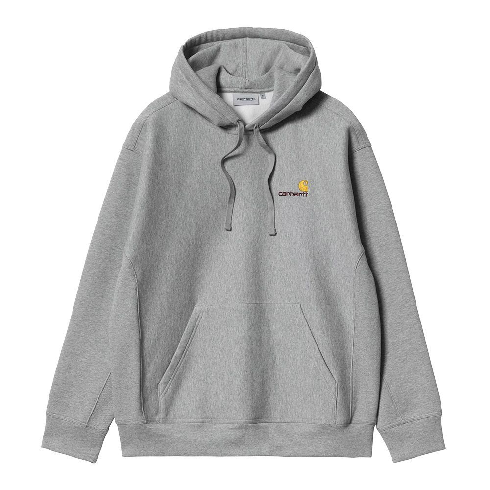 Felpa con cappuccio Carhartt WIP Hooded American Script Sweatshirt Grey Heather – vista frontale