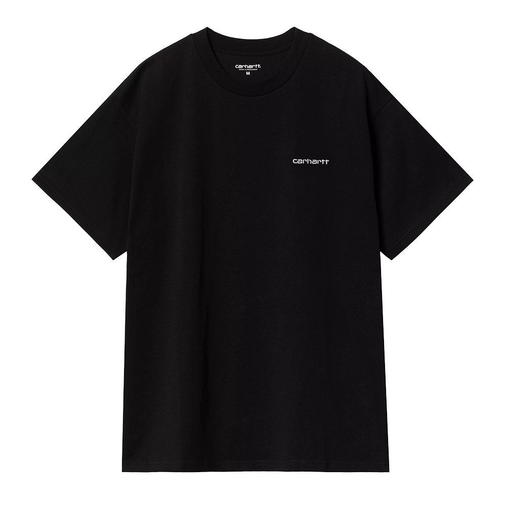 T-shirt Carhartt WIP S/S Script Embroidery T-Shirt Black / White – vista frontale