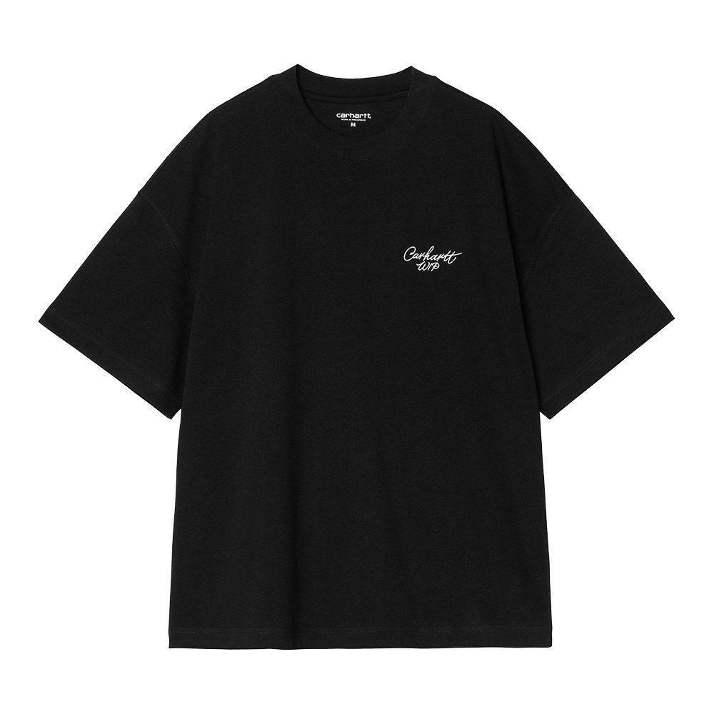 T-shirt Carhartt WIP S/S Signature Script T-Shirt Black / White – vista frontale
