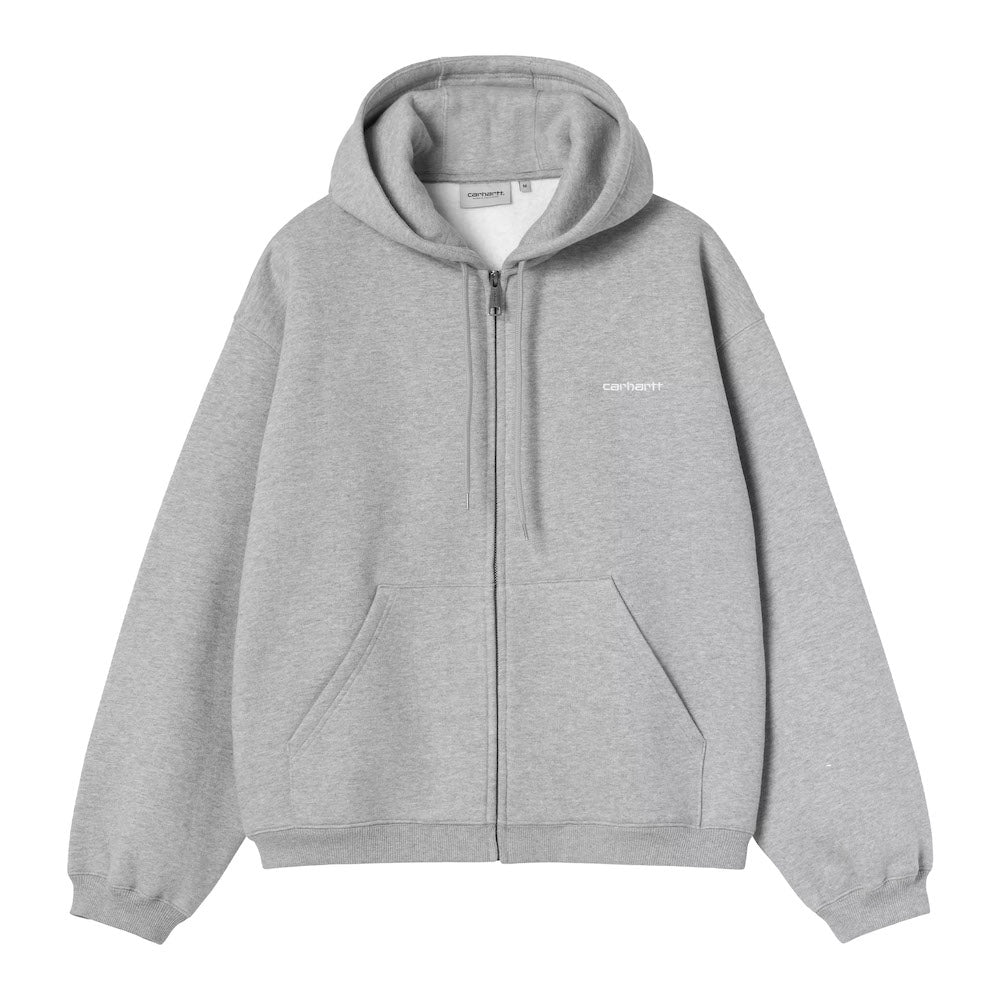 Felpa con cappuccio Carhartt WIP Hooded Ebbert Jacket Grey Heather / White – vista frontale
