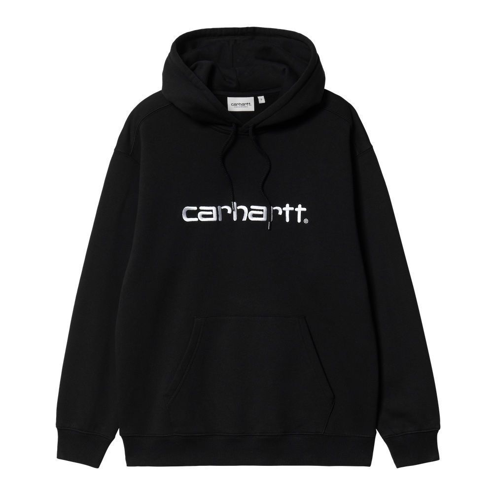 Felpa con cappuccio Carhartt WIP W' Hooded Carhartt Sweatshirt Black / White – vista frontale